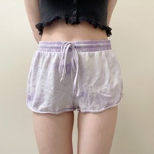 purple tie dye lounge shorts